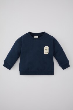 DEFACTO Baby Boy Crew Neck Printed Soft Furry Inside Sweatshirt