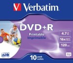 Verbatim DVD+R 16x, printable, jewel, 10ks (43508)