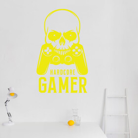 Samolepka Hardcore Gamer Barva: žlutá, Velikost: 40 x 24 cm