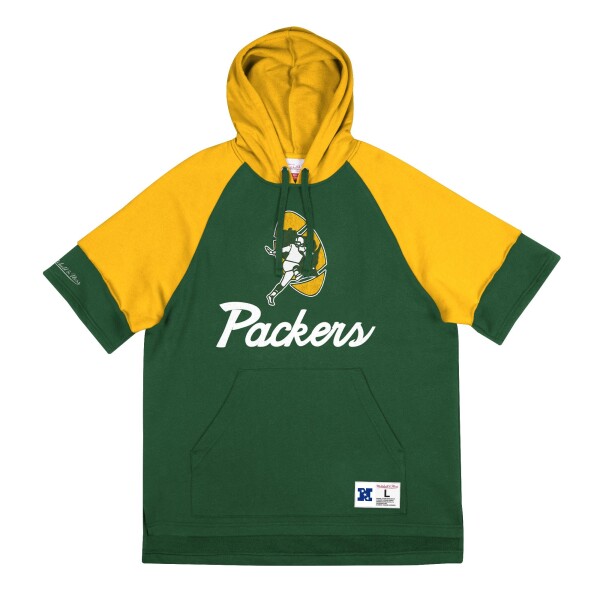 Mitchell & Ness Pánská mikina Green Bay Packers NFL Cut Sleeves Fleece Short Sleeve Hoodie Velikost: S
