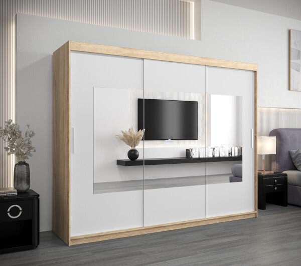 Šatní skříň Abi To Barva korpusu: Dub Sonoma, Rozměry: 250 cm, Dveře: Bílá