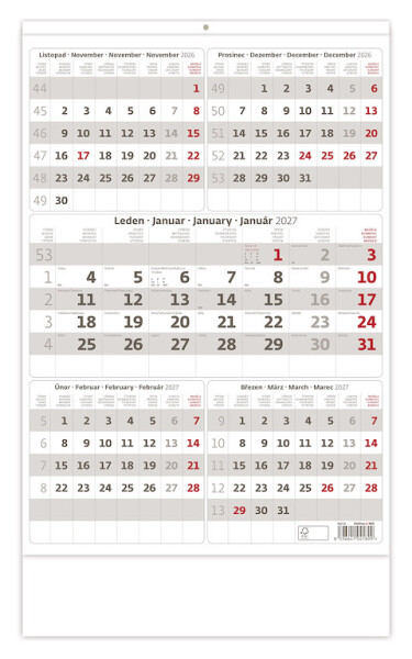 Nástěnný kalendář 2027 Helma pětiměsíční šedý