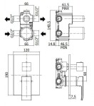 PAFFONI - Level Sprchová podomítková baterie s přepínačem, 2 vývody, chrom LES018CR