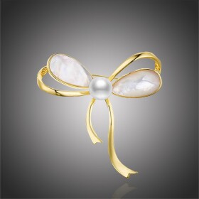Perlová brož Florencia - perla, perleť, Zlatá