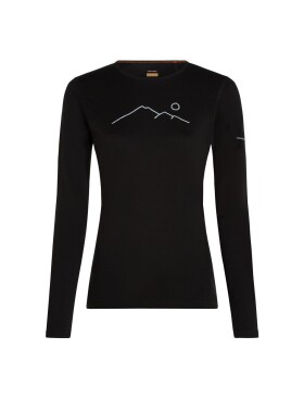 Dámské merino tričko s dlouhým rukávem ICEBREAKER Wmns 200 Oasis LS Crewe Rainer Ridg, Black velikost: XS