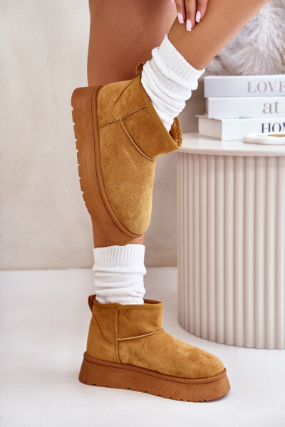 Nízké dámské sněhule na platformě zateplené kožíškem Camel Saldren 39