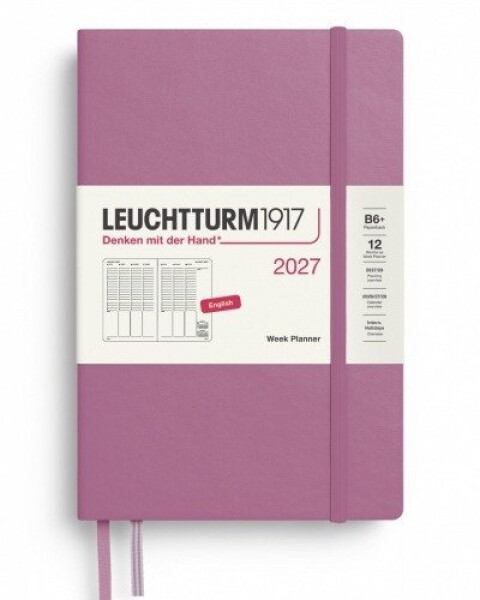 Týdenní plánovač Dusty Rose, Paperback B6+ 2027, anglicky