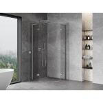 MEXEN/S - Mist L sprchový kout čtvrtkruh, křídlové 90 x 90, transparent, chrom 8A33L-090-090-01-00
