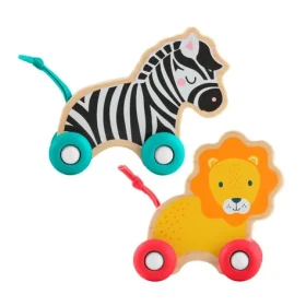 Mattel Fisher Price dřevěná postrkovací lev a zebra
