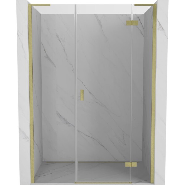 MEXEN/S - Mist-H L sprchové dveře křídlové pravé 125, transparent, zlatá kartáčovaná 8A5L-125-001-55-00-P