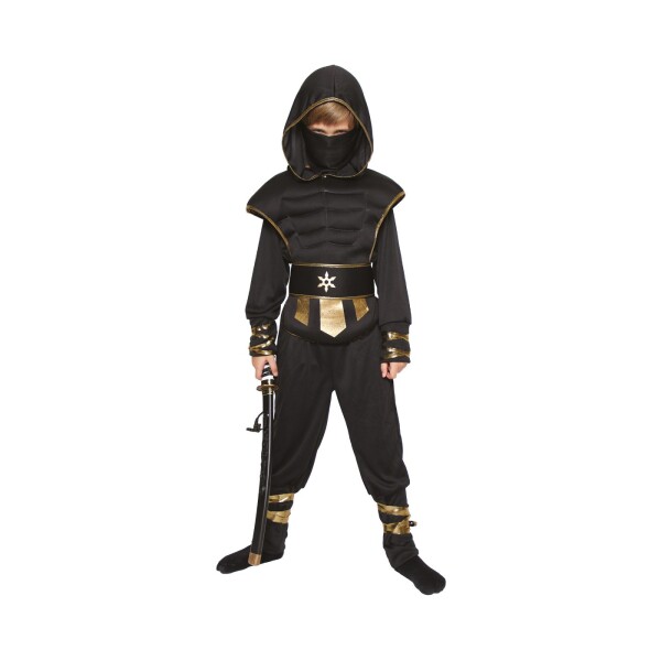 Kostým dětský Ninja černo-zlatý vel. 10-12 let - Albi