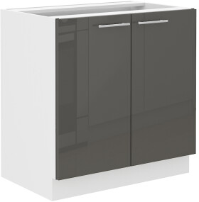 Spodní skříňka pod dřez Lara 80 ZL 2F BB Barva korpusu: Bílá, Barva dvířek: Šedý lesk