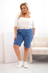 Dámské bavlněné šortky Plus Size s páskem denim XL