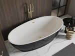 MEXEN/S - Bilbao volně stojící vana 180 x 90, bílá/černá, sifon a přepad zlatá kartáčovaná 51311809075-55