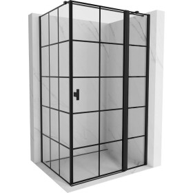 MEXEN/S - Mist T sprchový kout dveře křídlové pravá 90 x 80, černá dekor, černá 8A4T-090-080-70-77-P