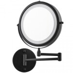 Erga Eda, LED osvětlené kosmetické zrcadlo na make-up ø20 cm, černá matná, ERG-YKA-CH.EDA-BLK