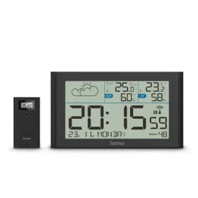 Hama Sylt černá / meteostanice / bezdrátový senzor / DCF hodiny / teplota / vlhkost / počasí / baterie (222216)