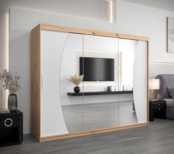 Šatní skříň Abi W0 Barva korpusu: Dub artisan, Rozměry: 250 cm, Dveře: Bílá