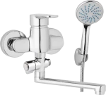 JB Sanitary Nástěnná umyvadlová a sprchová baterie MIRAM, rozteč 100 mm, otočný přepínač, s příslušenstvím, ramínko 300 mm M10 32 11