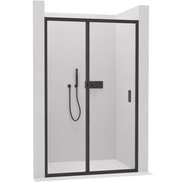CERANO Sprchové posuvné dveře Varone LINE L/P - 6 mm - černá matná, transparentní sklo - 120x195 cm
