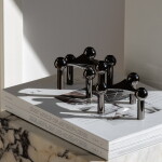 Stoff Nagel Designový svícen STOFF Nagel Black Chrome – set 3 ks, černá barva, kov
