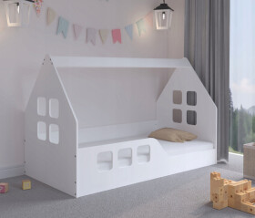 DumDekorace Dětská postel Montessori domeček 160 x 80 cm bílá levá