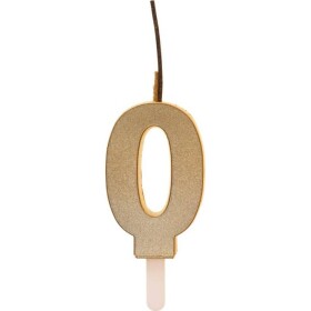 Zlatá svíčka s prskavkou číslo 0 - Dekora