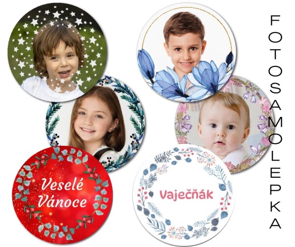 Vánoční fotosamolepka 44mm (3x4ks) samolepka z vlastní fotografie