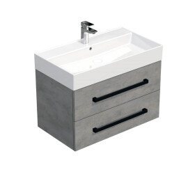 Koupelnová skříňka s černou úchytkou a umyvadlem SAT Cube Way 80x53x46 cm beton mat CUBE46C802BESAT CUBE46C802BESAT