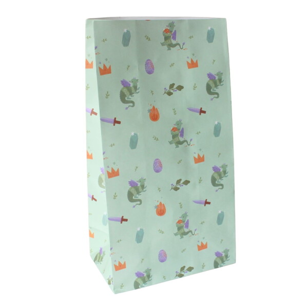 Bella Rose Papírový sáček Drak – 10 ks, modrá barva, zelená barva, bílá barva