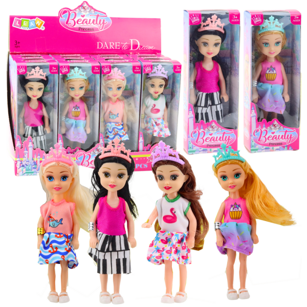 Mamido Mini panenka princezna s korunou barevné šaty 14 cm mix