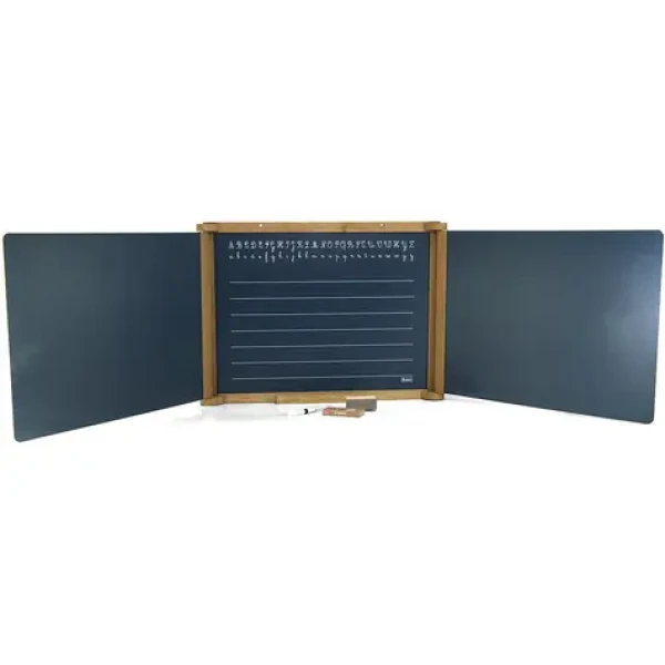 Jeujura Dřevěná trojkřídlá multifunkční tabule 156 x 43 cm s příslušenstvím