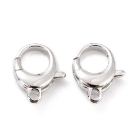 Masivní ozdobná karabinka - platinová - 17 x 13 x 4 mm - 1 ks
