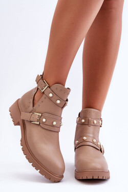 Dámské Trapery Botky s Perlami Bežová Klarisa 38