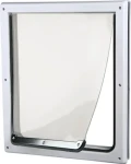 TRIXIE Dvířka pro psy s tunelem S-M bílá / Uzamykatelná / 30x36 cm / hloubka 19-32 mm (TX-3878)