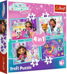 Puzzle Gábinin kouzelný domek: Velká dobrodružství 4v1 (35,48,54,70 dílků)
