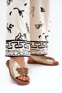 Dámské sandály na plochém podpatku se zdobením zlaté Setorina 37