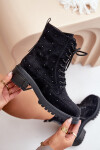Zdobené dámské botky workerky zateplené D&A černé MR880-017 36