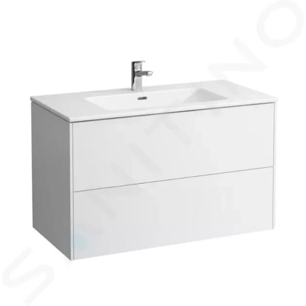 Laufen - Pro S Skříňka s umyvadlem, 1000x610x500 mm, 2 zásuvky, lesklá bílá H8649622611041