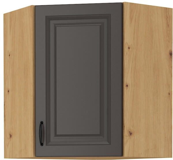 Horní rohová skříňka Stilo 60x60 GN-72 1F (45°) Barva korpusu: Dub artisan, Barva dvířek: Grafit
