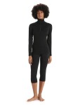 Dámské merino tričko s dlouhým rukávem ICEBREAKER Wmns 200 Oasis LS Half Zip, Black velikost: L