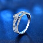 Royal Fashion stříbrný prsten HA-XJZ023-SILVER-MOISSANITE-ZIRCON Velikost: 5 (EU: 49-50)