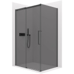 CERANO - Sprchový kout Lantono L/P - 8 mm - Soft-Close - černá matná, grafitové sklo - 100x100x195 - posuvný CER-8050BD7510
