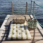 MADAM STOLTZ Bavlněná matrace Green / White Light blue / Grey 70 × 180 cm, zelená barva, textil