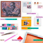 Antistresové omalovánky TSvetnoy TSvetnoy, LG141e, Diamond painting - diamantové malování, 40 x 50 cm, Saxofonista