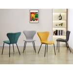 Židle jídelní, stříbrná látka, nohy černý kov