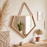 Tutumi - Dřevěné asymetrické zrcadlo 49 cm HOM-08889