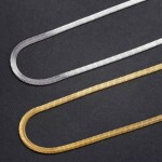 Pozlacený herringbone řetízek – 5 mm plochý hadí náhrdelník, Zlatá 50 cm