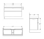 GEBERIT - Smyle Square Umyvadlová skříňka, 118x47x62 cm, 2 zásuvky, lávová 500.355.JK.1