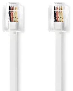 Nedis telefonní kabel bílá / Kabel / RJ11 - RJ11 / Plochý / 5 m (TCGL90200WT50)